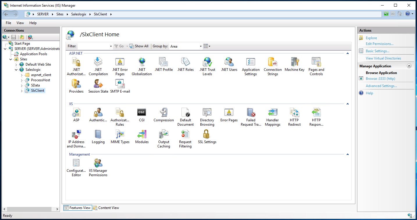 IIS configuration for Infor CRM SLX | Customer FX