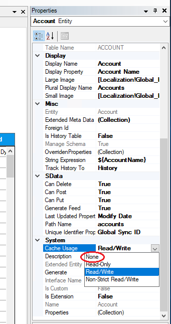 Disable caching for entity